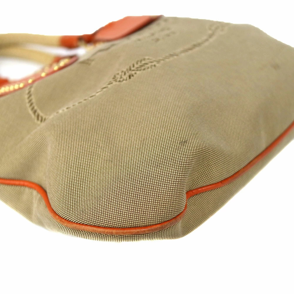 PRADA Handbag Beige Orange Leather Jacquard Bag - Picture 5 of 6